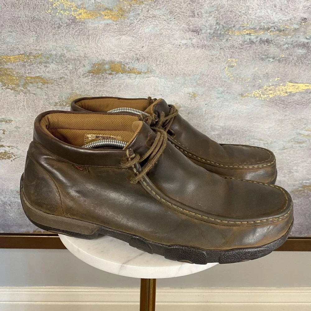 Twisted X Chukka Boots Mens Size 11.5 M Brown Leather Steel Toe Slip Resistant